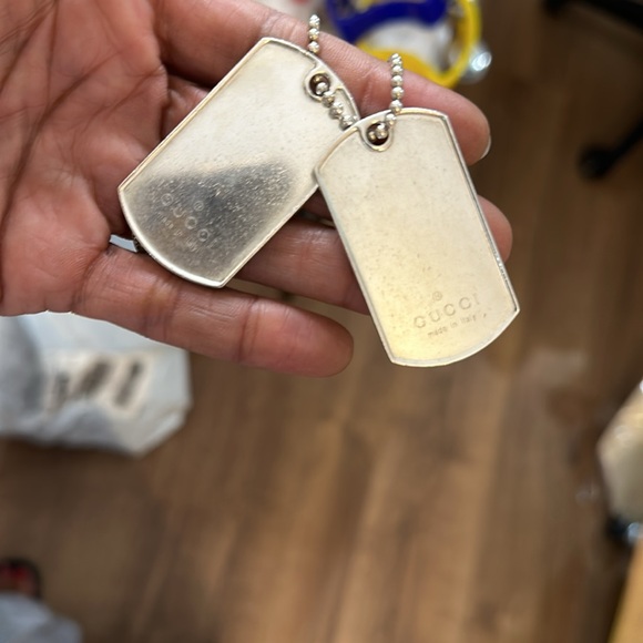 Authentic GUCCI Dog Tag Double Plate Necklace Ag925 - Picture 1 of 2
